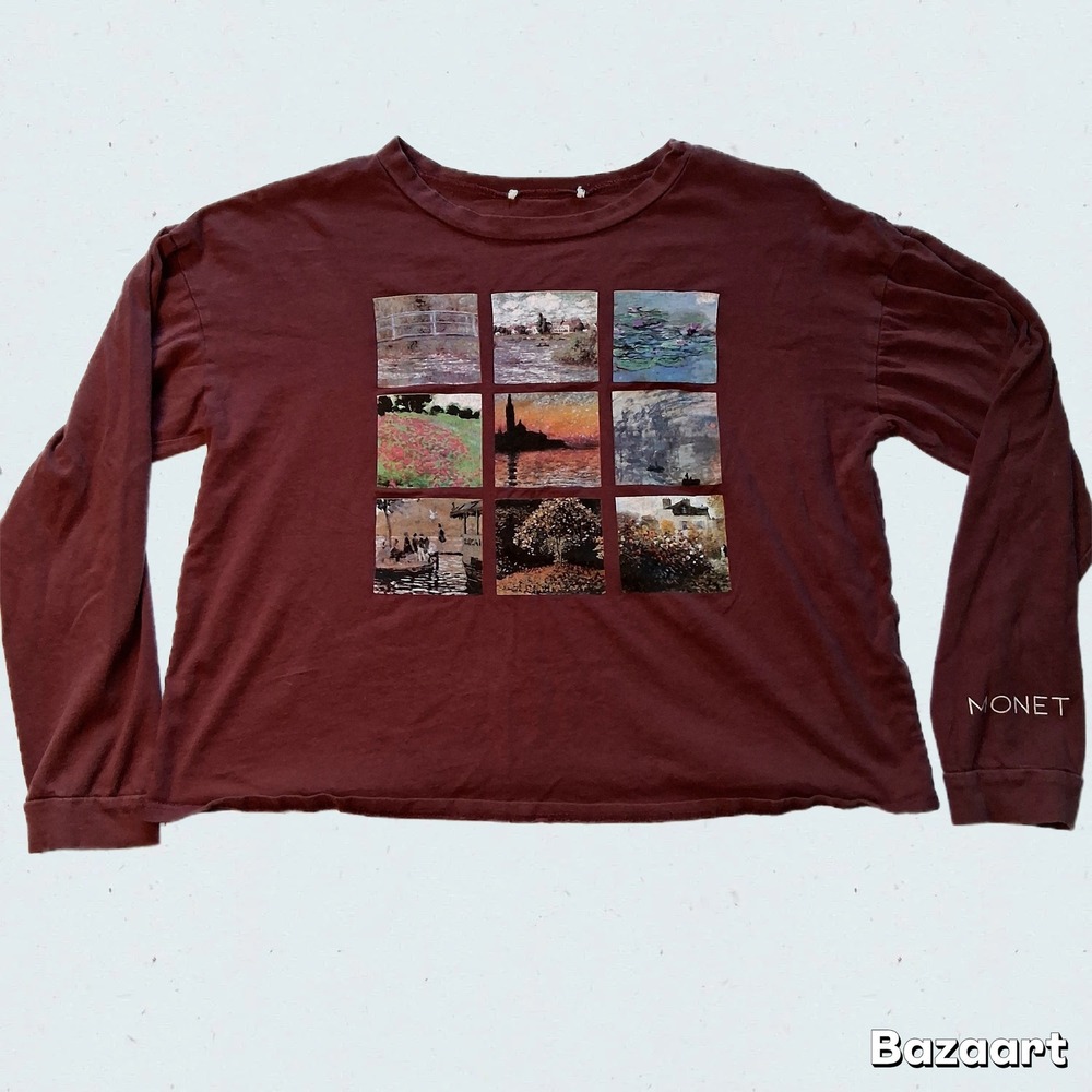 Monet Art Print Long Sleeve Top Artsy‎ Aesthetic Burgundy